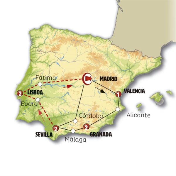 Costa de Levante, Andalucía y Portugal